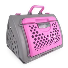 Pet Foldable Travel Cat Carrier - Front Door Collapsible Lightweight Carrier (Color: pink)