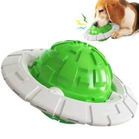 Dog Toy Sound Molar Decompression Training Interactive Flying Saucer Toothbrush (Color: Green)