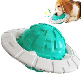 Dog Toy Sound Molar Decompression Training Interactive Flying Saucer Toothbrush (Color: Blue)