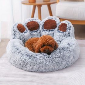 Dog Bed Cat Sofa Cute Bear Paw Shape Comfortable Cozy Pet Sleeping Beds For S-L (Color: grey, size: L-31.5*31.5*16.54 Inch)