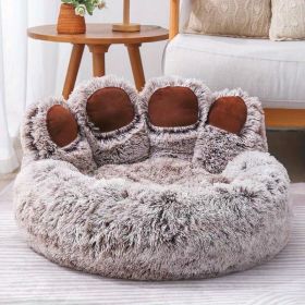 Dog Bed Cat Sofa Cute Bear Paw Shape Comfortable Cozy Pet Sleeping Beds For S-L (Color: brown, size: L-31.5*31.5*16.54 Inch)