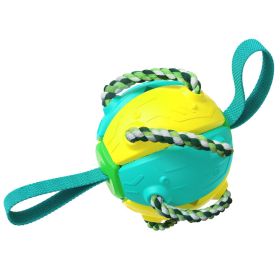 Dog Soccer Ball Interactive Pet Toys Foldable Ball Molar Outdoor Training Ball (Color: yellow)