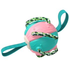 Dog Soccer Ball Interactive Pet Toys Foldable Ball Molar Outdoor Training Ball (Color: pink)