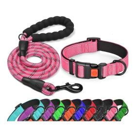 No Pull Dog Harness; Adjustable Nylon Dog Vest & Leashes (Color: pink, size: M)