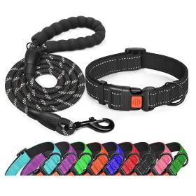 No Pull Dog Harness; Adjustable Nylon Dog Vest & Leashes (Color: black, size: L)