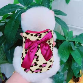 Clothing For Small Dogs Soft Coral Vest Puppy Coat Leopard Print Dogs Costume (Color: Dark Pink, size: L)