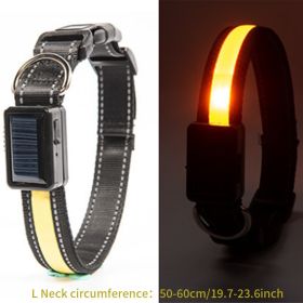 Solar And USB Rechargeable Light Up Pet Collar  For Night Walking (Color: yellow, size: L)