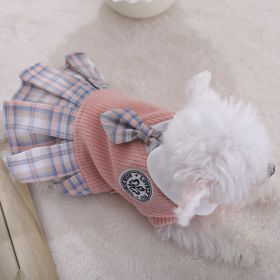 Sweet Bowknot Dog Sweater Dress; Winter Warm Pet Clothes; Costume For S-M-L (Color: pink, size: M)