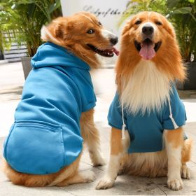 Plaid Dog Hoodie Pet Clothes Sweaters with Hat and Pocket  Plaid S-M (colour: Big dog zipper pocket sweater lake blue, size: S (chest circumference 37, back length 25cm))