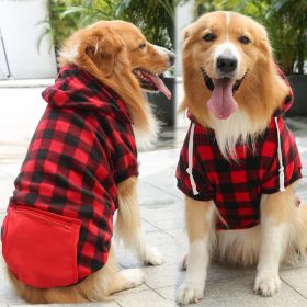 Plaid Dog Hoodie Pet Clothes Sweaters with Hat and Pocket  Plaid S-M (colour: Zipper pocket coat with red and black plaids, size: 5XL (chest circumference 92, back length 70cm))