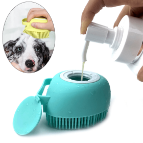 Bath Brush Shampoo Brush Soft Silicone Comb Hair Scalp Massager For Dogs (Color: Square - Blue, size: As The Pictures)