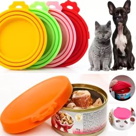 Pet Food Can Covers; Universal Safe Silicone Dog & Cat Food Can Lids; pack of 2 (Color: yellow)