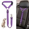 Solid Color 2 In 1 Pet Car Seat Belt Nylon Lead Leash Backseat Safety Belt