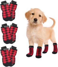 Anti-Slip Dog Socks; Waterproof Paw Protectors Reflective Traction Control (colour: red, size: S (4 sets))