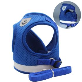 dog Harnesses and dog leash set; Pet Chest Strap Vest Dog Towing Rope (Specification (L * W): XL, colour: Blue)