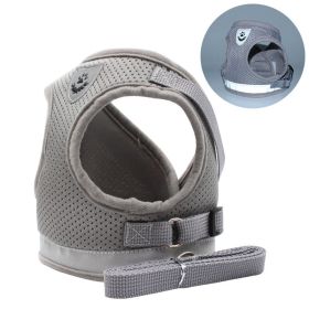 dog Harnesses and dog leash set; Pet Chest Strap Vest Dog Towing Rope (Specification (L * W): L, colour: silver grey)