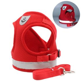 dog Harnesses and dog leash set; Pet Chest Strap Vest Dog Towing Rope (Specification (L * W): S, colour: red)