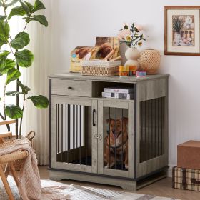 Dog crates;  indoor crate end tables;  decorative wooden kennels (Color: grey)