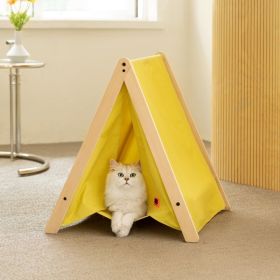 Mewoofun Pet Portable Folding Tent Cat Hammock House Easy Assembly for Dog Cat (Color: yellow)