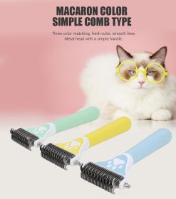 Dog Brush Pet Hair Remover Double Sided Open Knot Comb Dog De matting (Color: yellow)