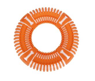 Pet Life Flex Bark Flexible Frisbee Extreme Outdoor Training Durable Fetch Toy (Color: Orange)