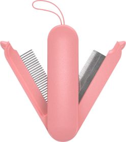 Pet Life 'JOYNE' Multi-Functional 2-in-1 Swivel Travel Grooming Comb Deshedder (Color: pink)