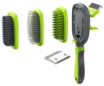 Pet Life 'Conversion' 5-in-1 Interchangeable Dematting & Deshedding Comb (Color: Green)