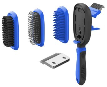 Pet Life 'Conversion' 5-in-1 Interchangeable Dematting & Deshedding Comb (Color: Blue)