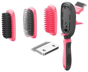 Pet Life 'Conversion' 5-in-1 Interchangeable Dematting & Deshedding Comb (Color: pink)