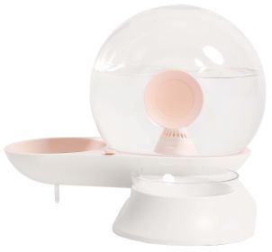 Pet Life 'Auto-Myst' Snail Shaped 2-in-1 Automated Gravity Water Food Bowl (Color: pink)