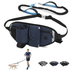 Hands Free Dog Leash with Waist Bag for Walking Small Medium Large Dogs (Leash: 1 dog, Color: Blue)