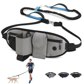 Hands Free Dog Leash with Waist Bag for Walking Small Medium Large Dogs (Leash: 1 dog, Color: grey)