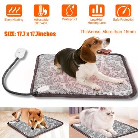 Pet Heating Pad Dog Electric Heating Mat Waterproof Adjustable Warming Blanket (Color: grey)