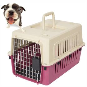 Plastic Dog Carrier Cage Portable Pet Box Airline Approved, Medium, Blue/Red (SKU: KM0078-Red)