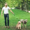 Double Dogs Leash No-Tangle Dogs Lead Reflective Dogs Walking Leash w/ Swivel