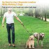 Double Dogs Leash No-Tangle Dogs Lead Reflective Dogs Walking Leash w/ Swivel