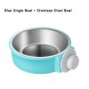 Pet Stainless Steel Bowl Hanging Cage Type  Food Drinking Water Feeder