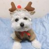 Christmas Elk Costume Drawstring Hooded Sweatshirt For Small & Medium Dogs