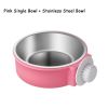 Pet Stainless Steel Bowl Hanging Cage Type  Food Drinking Water Feeder